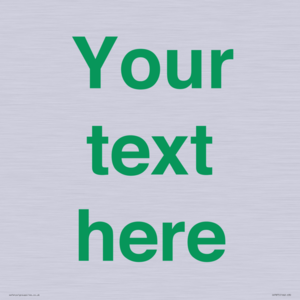 Custom blank information sign. Green text, plain background